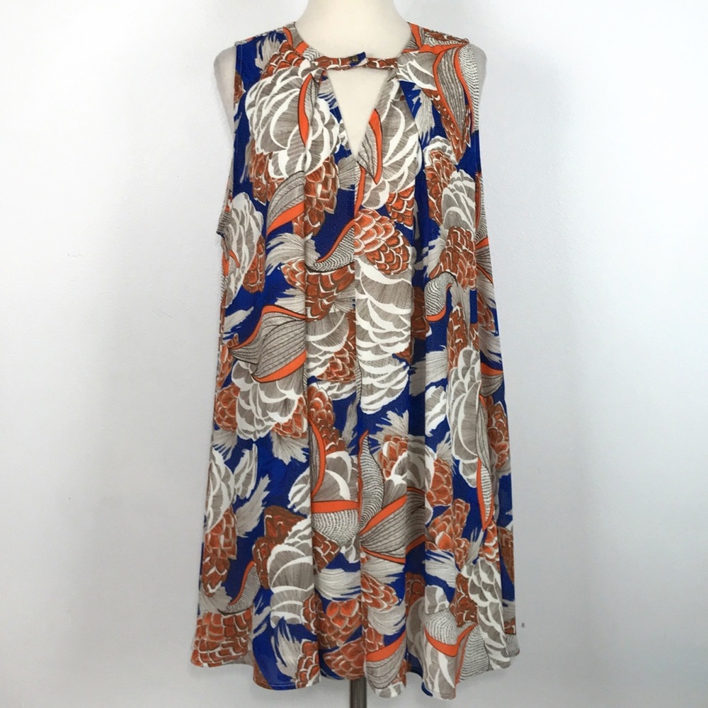 Umgee Keyhole Front Floral Print Shift Dress